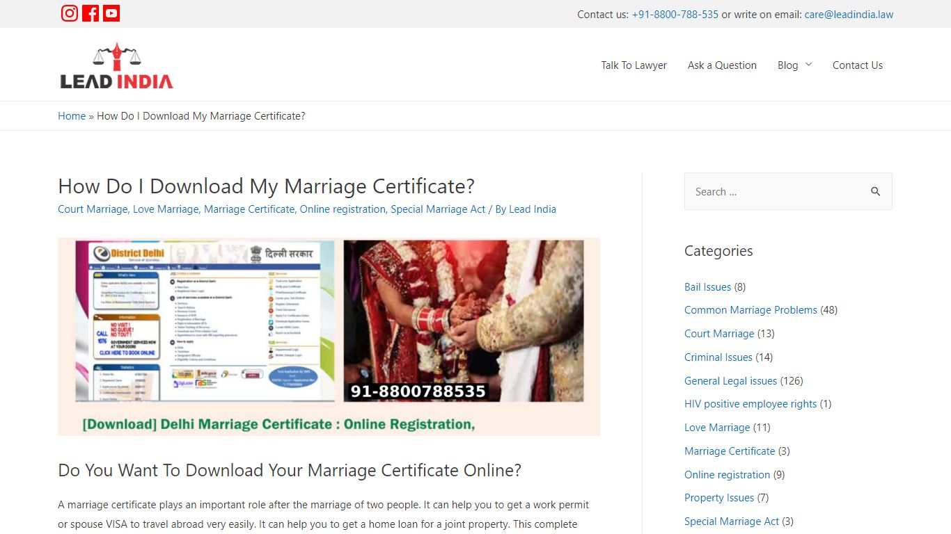 How Can You Download Your Marriage Certificate? | 8800788535 - Lead India